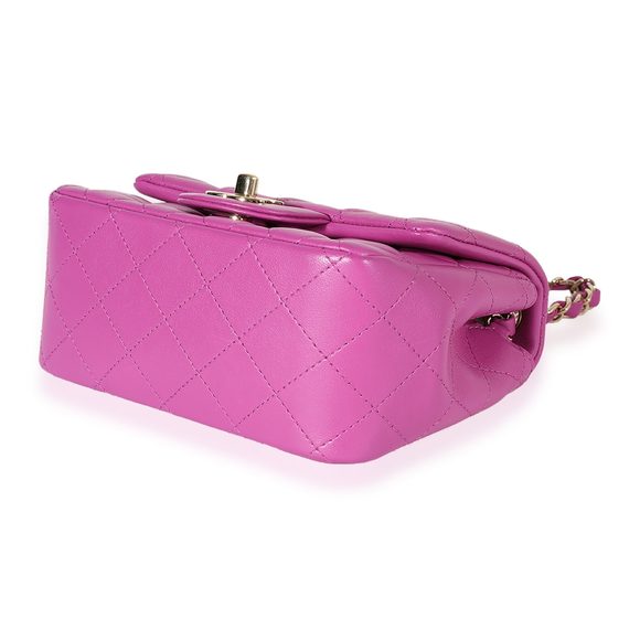 Chanel Purple Quilted Lambskin Mini Square Classic Flap Bag - Picture 7 of 7